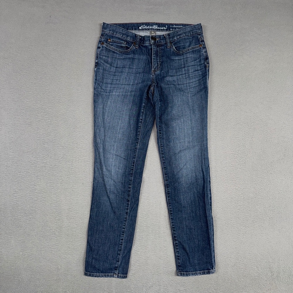 Eddie Bauer Jeans Womens 4 Blue Boyfriend Slim Fit Stretch Dark Wash Denim